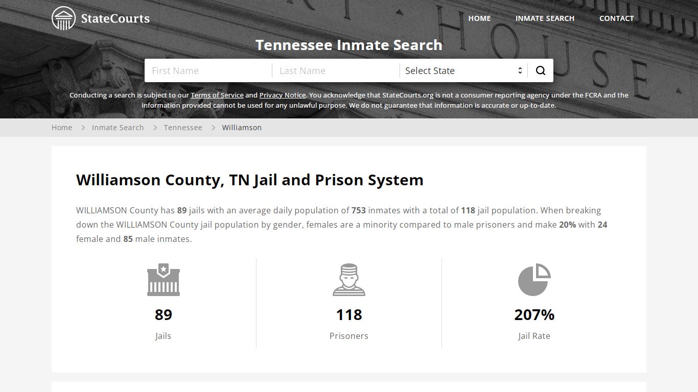 Williamson County, TN Inmate Search - StateCourts